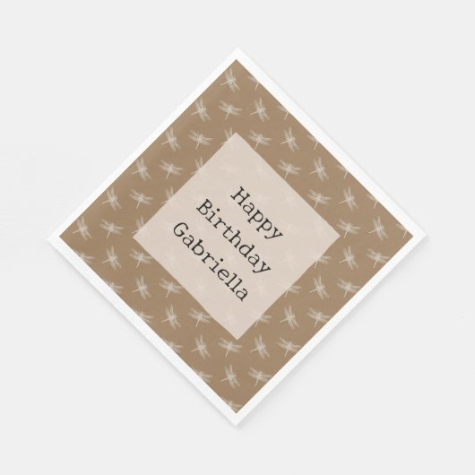 Crème bruine libellen servet (Hoek)