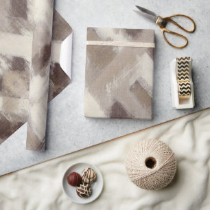 Crème Bruine Lijn Strepen Cadeaupapier