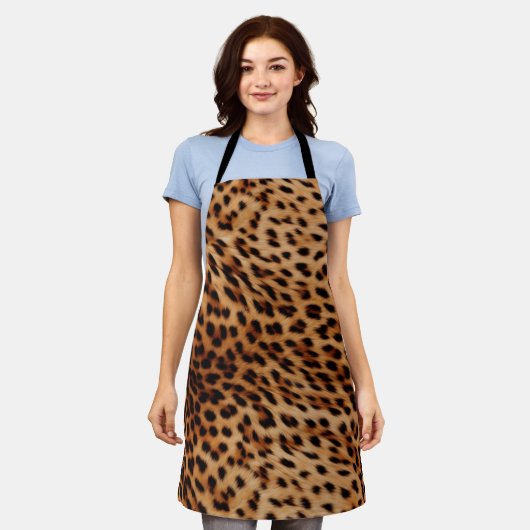 Crème Bruine Luipaardprint Schort (Gedragen)
