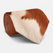 Crème Bruine Nep Koeienprint Stropdas (Opgerold)