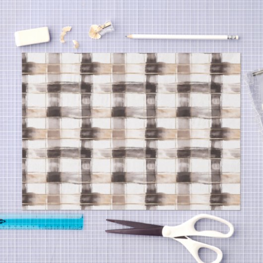 Crème Bruine Plaid Strepen Verjaardag Tissuepapier (Craft)