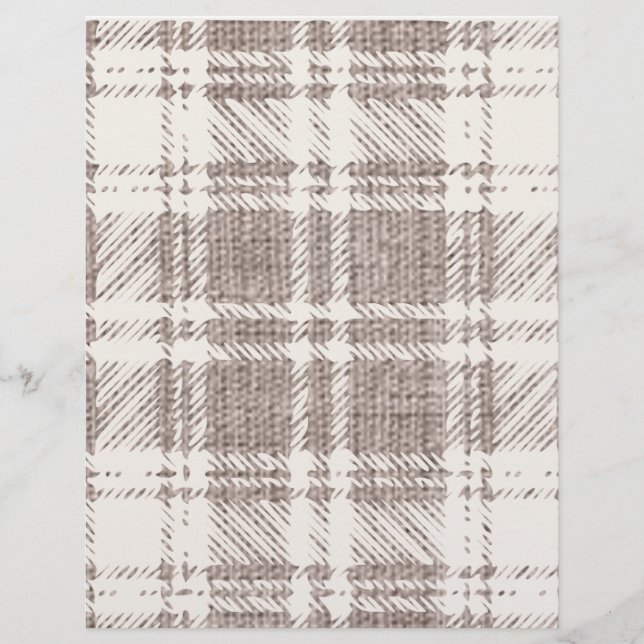 Crème & Bruine Schotse Scrapbook Papier (Voorkant)