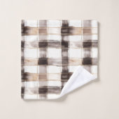 Crème Bruine Schotse Strepen Bad Handdoek (Wasdoekje)