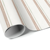 Crème Bruine Strepen Kerst Cadeaupapier (Rol Hoek)