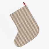 Crème Bruine Strepen Kerst Grote Kerstsok (Achterkant (Hangend))
