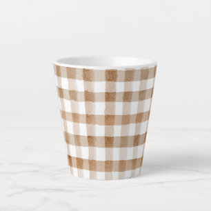 Crème Bruine Strepen Tan Geruit Latte Mok
