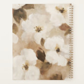 Crème Bruine Tane Abstracte Bloemen Planner (Achterkant)