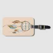 Crème Bruine Turquoise Droomvanger Bagagelabel (Voorkant (horizontaal))