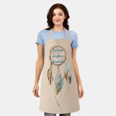 Crème Bruine Turquoise Droomvanger Schort (Gedragen)