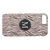 Crème Bruine Zebra Print Stripes Monogram Case-Mate iPhone Case (Achterkant (Horizontaal))