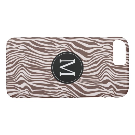 Crème Bruine Zebra Print Stripes Monogram Case-Mate iPhone Case (Achterkant (Horizontaal))