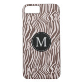 Crème Bruine Zebra Print Stripes Monogram Case-Mate iPhone Case (Achterkant)