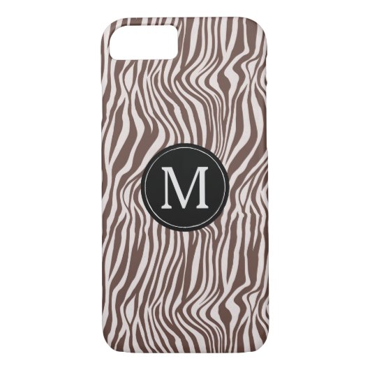 Crème Bruine Zebra Print Stripes Monogram Case-Mate iPhone Case (Achterkant)