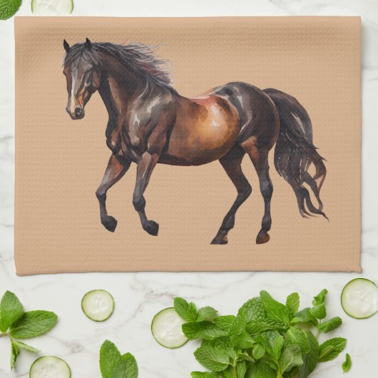 Crème Bruine Zuidwest Paard Theedoek (Gevouwen)