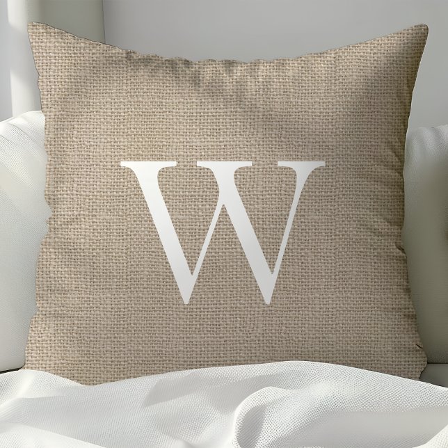Crème burlap op maat gemaakte kussens met monogram (Creator heeft geüpload)