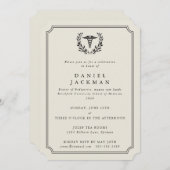 Crème Caduceus+Laurier Medische Faculteit Afstuder Kaart (Voorkant / Achterkant)