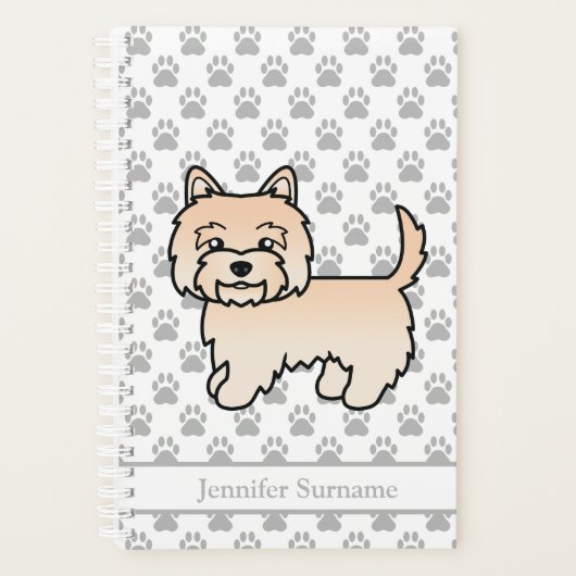 Crème Cairn Terrier Hond Met Poten & Aangepaste Na Planner (Voorkant)