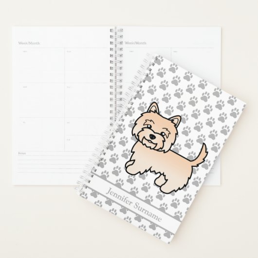 Crème Cairn Terrier Hond Met Poten & Aangepaste Na Planner (Display)