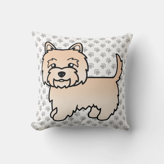 Crème Cairn Terrier Schattige Cartoon Hond Kussen (Voorkant)