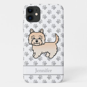 Crème Cairn Terrier Schattige Cartoon Hond & Naam Case-Mate iPhone Case