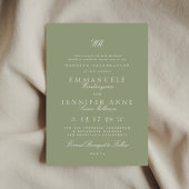Crème Calligrafie Monogram Sage Green De bruiloft Kaart