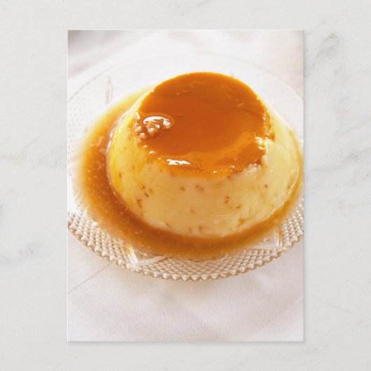 Crème caramel soort pudding met karamel briefkaart (Voorkant)