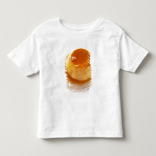 Crème caramel soort pudding met karamel kinder shirts (Voorkant)
