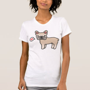 Crème Cartoon Franse Bulldog Liefde T-shirt