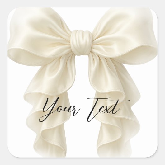 Crème Cascade Ruffle Boog Trouwen Knoop Bruiloftss Vierkante Sticker (Voorkant)