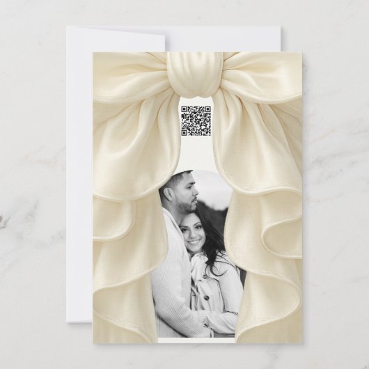 Crème Cascade Ruffle Bow Bruids bruiloft Dank u Kaart (Achterkant)