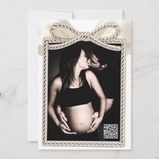 Crème Cascade Ruffle Bow Classy Baby shower Kaart (Achterkant)