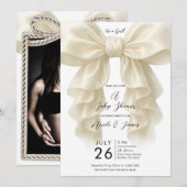 Crème Cascade Ruffle Bow Classy Baby shower Kaart (Voorkant / Achterkant)