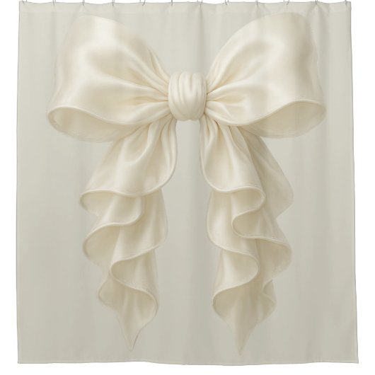 Crème Cascade Ruffle Bow Elegante Posh Girly Douchegordijn (Voorkant)