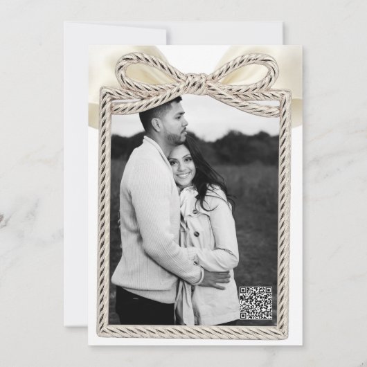 Crème Cascade Ruffle Bow Tying Knot Vrijgezellenfe Kaart (Achterkant)