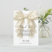 Crème Cascade Ruffle Strik Bruids Huwelijk Bedankt Kaart (Staand voorkant)