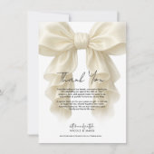 Crème Cascade Ruffle Strik Bruids Huwelijk Bedankt Kaart (Voorkant)