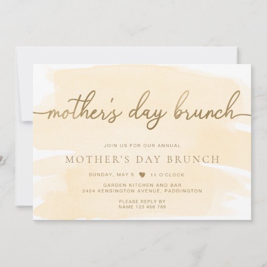 Crème Champagne Aquarel Moederdag Brunch Kaart (Voorkant)