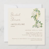 Crème Champagne Witte Hydrangea Bruidsdouche Kaart (Voorkant)
