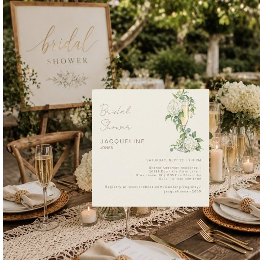 Crème Champagne Witte Hydrangea Bruidsdouche Kaart