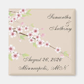 Crème Cherry Blossom Bewaar de datum Magneten (Voorkant)