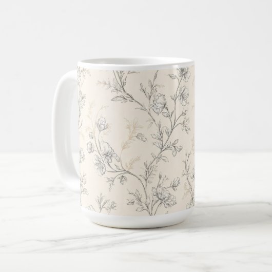 Crème Chic Bloem Koffiemok (Voorkant links)