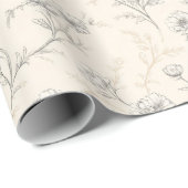 Crème Chic Bloemige Bruiloft Cadeaupapier (Rol Hoek)