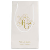 Crème | Chic Faux Gold Monogram Welkom Trouwen Klein Cadeauzakje (Voorkant)