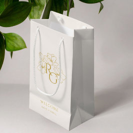 Crème | Chic Faux Gold Monogram Welkom Trouwen Klein Cadeauzakje