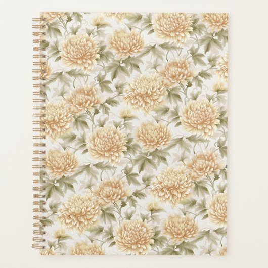 Crème Chrysanten Chiyogami Planner (Voorkant)