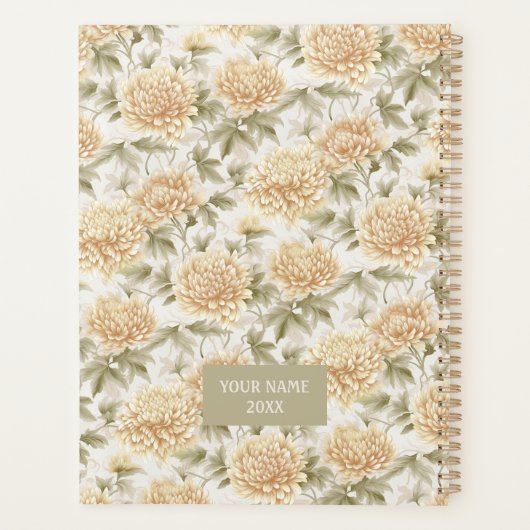 Crème Chrysanthemum Chiyogami Planner (Achterkant)