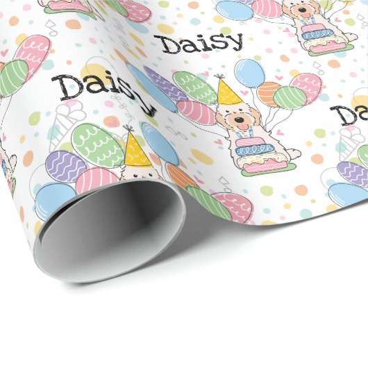 Crème Cockapoo Cavapoo Hond Verjaardag Cadeaupapier (Rol Hoek)