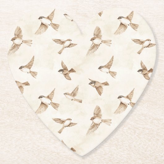 Crème Cottage Vogels Bruidsmeisjes Bruiloft Kartonnen Onderzetters (Voorkant)