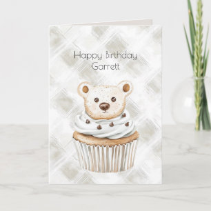 Crème Cupcake Beren Verjaardag Kaart