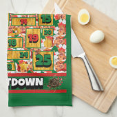 Crème Dachshond Hond Countdown Kerstmis Advent Theedoek (Quarter Fold)